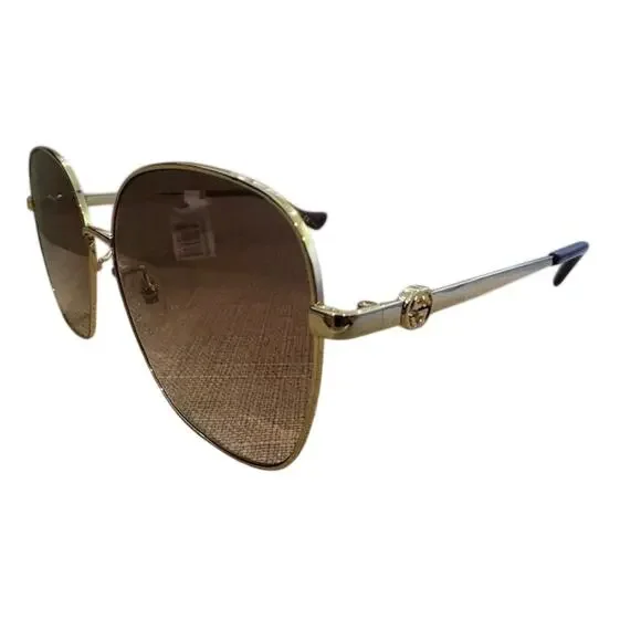 Gucci NWT Cut Out Square Sunglasses Gold Frame - Picture 4 of 4